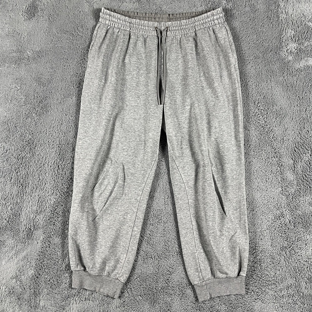 Adidas Joggers Mens Large Baggy Heather Grey Sweatpants Elastic Cuffs Y2K